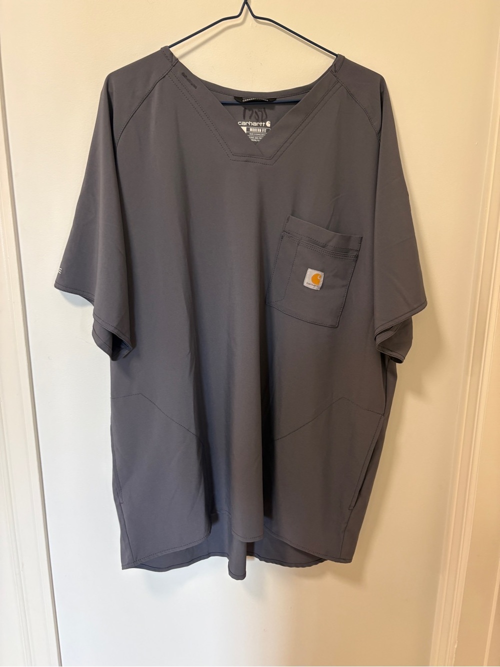 Men’s Carhartt Force Grey Scrub Top Size XL Nurse Doctor Workwear